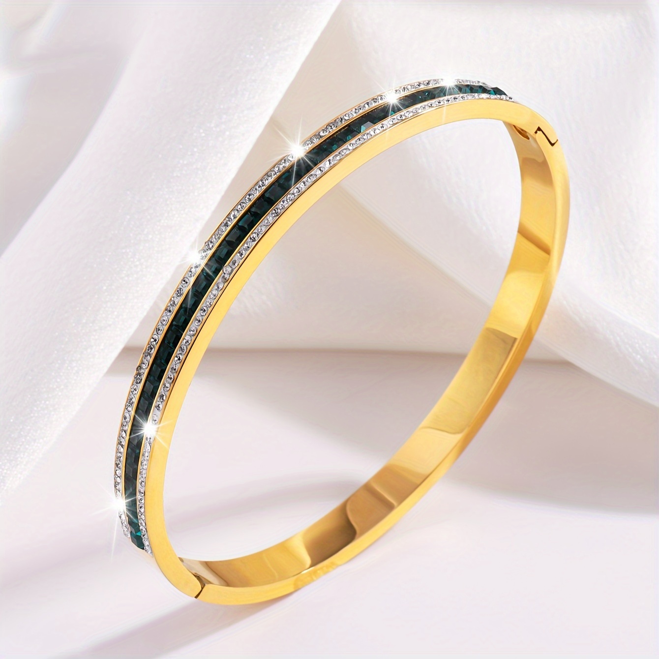 Stainless Steel Heart Triple Layer Rhinestone Bracelet Set